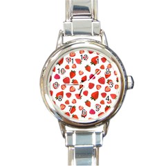 Strawberries Round Italian Charm Watch by SychEva