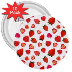 Strawberries 3  Buttons (10 Pack)  by SychEva