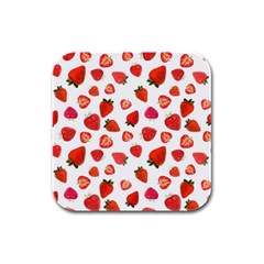 Strawberries Rubber Square Coaster (4 Pack) by SychEva