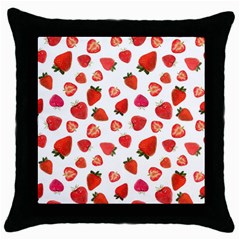 Strawberries Throw Pillow Case (black) by SychEva