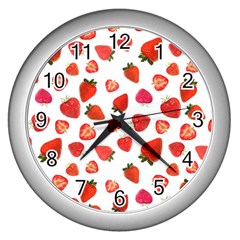 Strawberries Wall Clock (silver) by SychEva