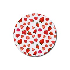 Strawberries Rubber Round Coaster (4 Pack) by SychEva