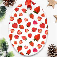 Strawberries Oval Ornament (two Sides) by SychEva