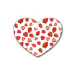 Strawberries Rubber Coaster (Heart) Front