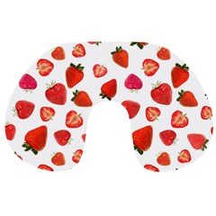 Strawberries Travel Neck Pillow by SychEva