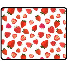 Strawberries Two Sides Fleece Blanket (medium) by SychEva