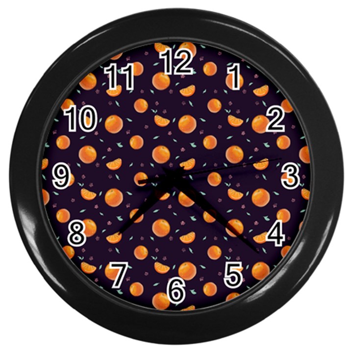 Oranges Wall Clock (Black)