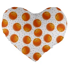 Orange Large 19  Premium Heart Shape Cushions by SychEva