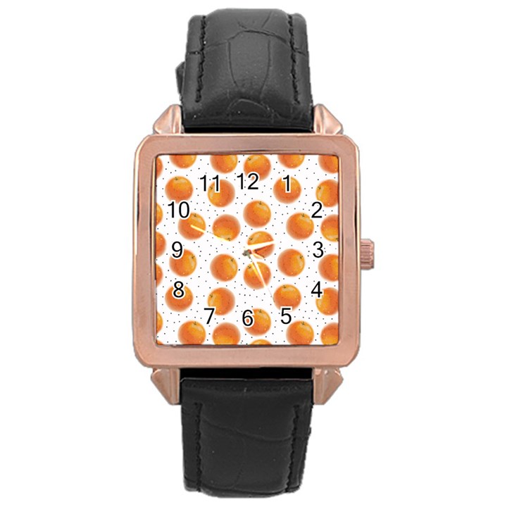 Orange Rose Gold Leather Watch 