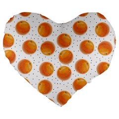 Orange Large 19  Premium Flano Heart Shape Cushions by SychEva