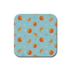 Oranges Pattern Rubber Coaster (square) by SychEva