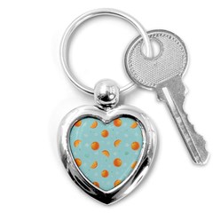 Oranges Pattern Key Chain (heart) by SychEva