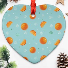 Oranges Pattern Heart Ornament (two Sides) by SychEva