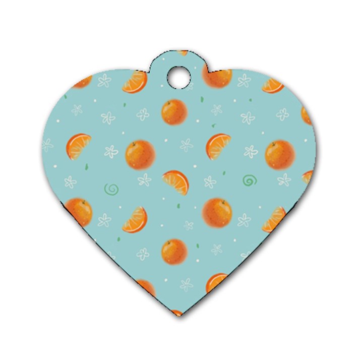 Oranges Pattern Dog Tag Heart (Two Sides)