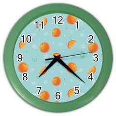 Oranges Pattern Color Wall Clock by SychEva