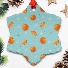 Oranges Pattern Snowflake Ornament (two Sides) by SychEva