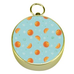 Oranges Pattern Gold Compasses by SychEva