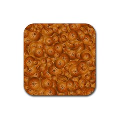 Fruity Fun Tangerine Print Pattern Rubber Coaster (square) by dflcprintsclothing