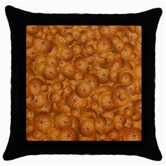 Fruity Fun Tangerine Print Pattern Throw Pillow Case (black) by dflcprintsclothing