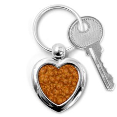 Fruity Fun Tangerine Print Pattern Key Chain (heart) by dflcprintsclothing