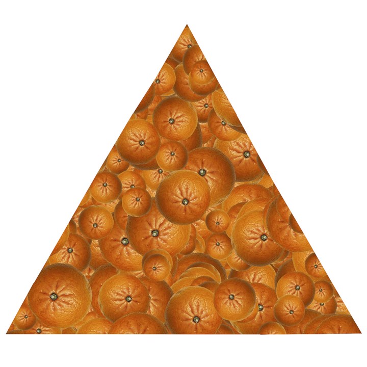 Fruity Fun Tangerine Print Pattern Wooden Puzzle Triangle