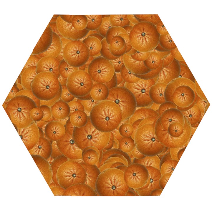 Fruity Fun Tangerine Print Pattern Wooden Puzzle Hexagon