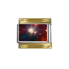 Astrology Astronomical Cluster Galaxy Nebula Gold Trim Italian Charm (9mm) by Jancukart