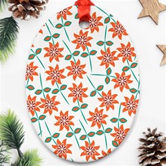 Bloom Blossom Botanical Oval Ornament (two Sides)