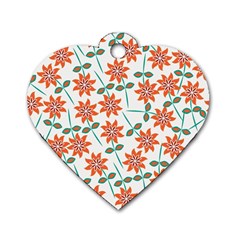 Bloom Blossom Botanical Dog Tag Heart (two Sides)