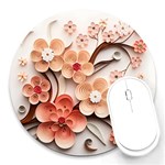 Sakura Flowers Flower Pink Blossom Spring Round Mousepad Front