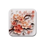 Sakura Flowers Flower Pink Blossom Spring Rubber Coaster (Square) Front