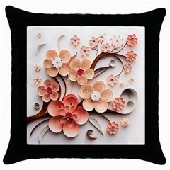 Sakura Flowers Flower Pink Blossom Spring Throw Pillow Case (Black)