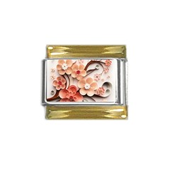 Sakura Flowers Flower Pink Blossom Spring Gold Trim Italian Charm (9mm) by Jancukart