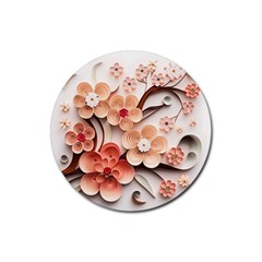 Sakura Flowers Flower Pink Blossom Spring Rubber Coaster (round) by Jancukart