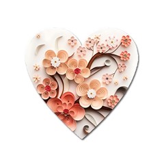 Sakura Flowers Flower Pink Blossom Spring Heart Magnet