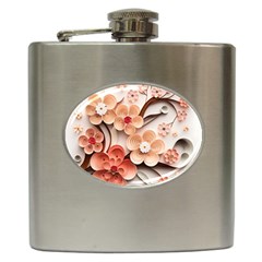 Sakura Flowers Flower Pink Blossom Spring Hip Flask (6 Oz)