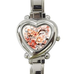 Sakura Flowers Flower Pink Blossom Spring Heart Italian Charm Watch