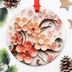 Sakura Flowers Flower Pink Blossom Spring Round Ornament (two Sides)