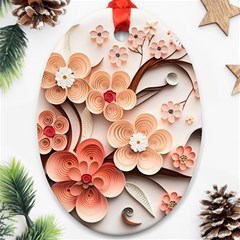 Sakura Flowers Flower Pink Blossom Spring Oval Ornament (two Sides)