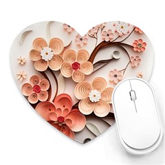 Sakura Flowers Flower Pink Blossom Spring Heart Mousepad