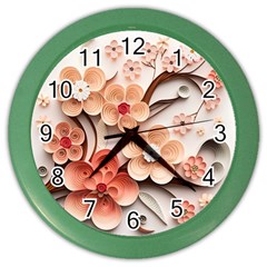 Sakura Flowers Flower Pink Blossom Spring Color Wall Clock