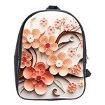 Sakura Flowers Flower Pink Blossom Spring School Bag (Large) Front