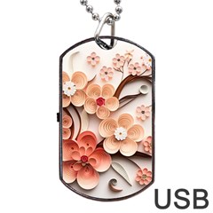 Sakura Flowers Flower Pink Blossom Spring Dog Tag Usb Flash (two Sides)