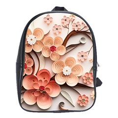 Sakura Flowers Flower Pink Blossom Spring School Bag (xl) by Jancukart