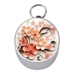 Sakura Flowers Flower Pink Blossom Spring Mini Silver Compasses