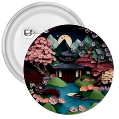 Japanese Garden Flowers Landscape 3  Buttons by Jancukart