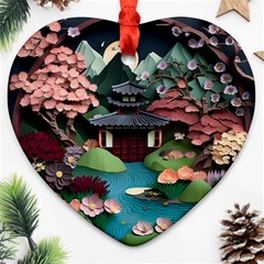 Japanese Garden Flowers Landscape Ornament (heart)