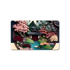 Japanese Garden Flowers Landscape Magnet (name Card) by Jancukart