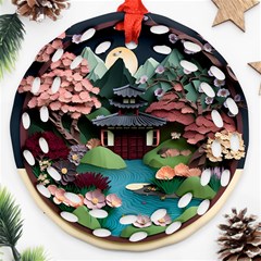 Japanese Garden Flowers Landscape Ornament (round Filigree)