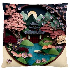 Japanese Garden Flowers Landscape Large Cushion Case (one Side)